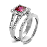 High polished (no plating) Stainless Steel Ring with AAA Grade CZ  in Ruby