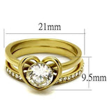 IP Gold(Ion Plating) Stainless Steel Ring with AAA Grade CZ  in Clear