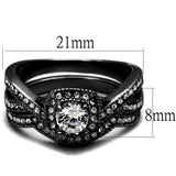 Stainless Steel Ring with AAA Grade CZ  in Clear Ion Plating-Black