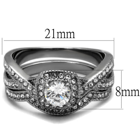 High polished (no plating) Stainless Steel Ring with AAA Grade CZ  in Clear