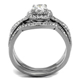 High polished (no plating) Stainless Steel Ring with AAA Grade CZ  in Clear