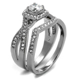 High polished (no plating) Stainless Steel Ring with AAA Grade CZ  in Clear