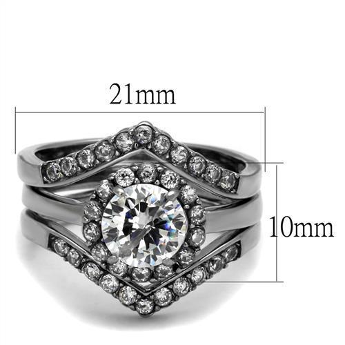 High polished (no plating) Stainless Steel Ring with AAA Grade CZ  in Clear