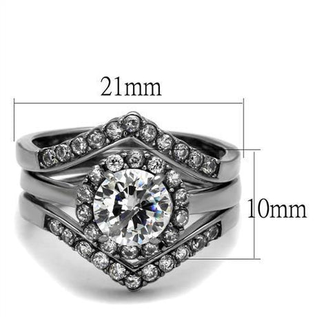 High polished (no plating) Stainless Steel Ring with AAA Grade CZ  in Clear