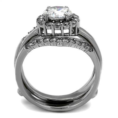 High polished (no plating) Stainless Steel Ring with AAA Grade CZ  in Clear