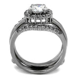 High polished (no plating) Stainless Steel Ring with AAA Grade CZ  in Clear