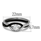 Two-Tone IP Black (Ion Plating) Stainless Steel Ring with AAA Grade CZ  in Clear