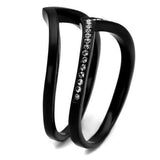 IP Black(Ion Plating) Stainless Steel Ring with Top Grade Crystal  in Clear