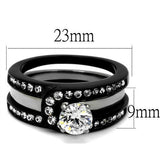 Two-Tone IP Black (Ion Plating) Stainless Steel Ring with AAA Grade CZ  in Clear