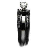 Two-Tone IP Black (Ion Plating) Stainless Steel Ring with AAA Grade CZ  in Clear
