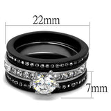 Two-Tone IP Black (Ion Plating) Stainless Steel Ring with AAA Grade CZ  in Clear