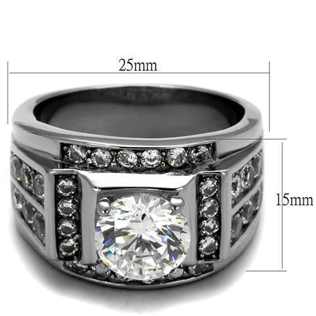 High polished (no plating) Stainless Steel Ring with AAA Grade CZ  in Clear