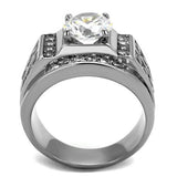 High polished (no plating) Stainless Steel Ring with AAA Grade CZ  in Clear