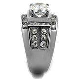 High polished (no plating) Stainless Steel Ring with AAA Grade CZ  in Clear