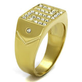 IP Gold(Ion Plating) Stainless Steel Ring with Top Grade Crystal  in Clear
