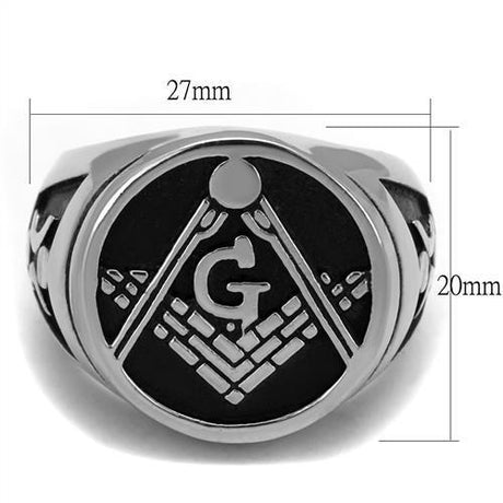 High polished (no plating) Stainless Steel Ring with Epoxy  in Jet