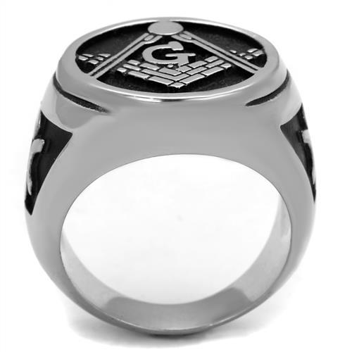 High polished (no plating) Stainless Steel Ring with Epoxy  in Jet