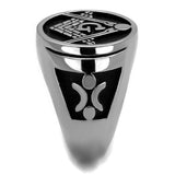 High polished (no plating) Stainless Steel Ring with Epoxy  in Jet