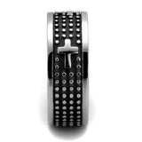 TK2321 High polished (no plating) Stainless Steel Ring with Epoxy in Jet