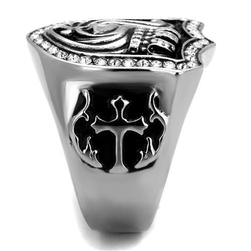 High polished (no plating) Stainless Steel Ring with Top Grade Crystal  in Clear