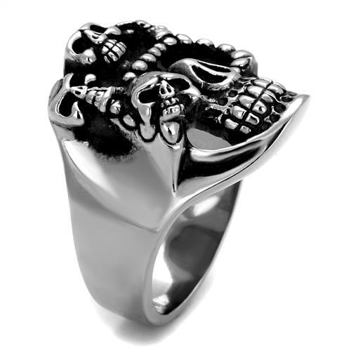 High polished (no plating) Stainless Steel Ring with Epoxy  in Jet