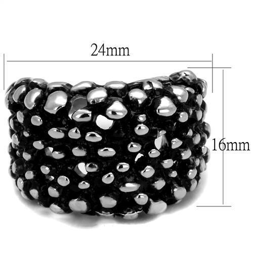 High polished (no plating) Stainless Steel Ring with Epoxy  in Jet