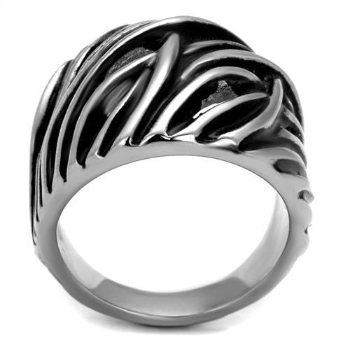 High polished (no plating) Stainless Steel Ring with Epoxy  in Jet
