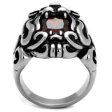 High polished (no plating) Stainless Steel Ring with AAA Grade CZ  in Garnet