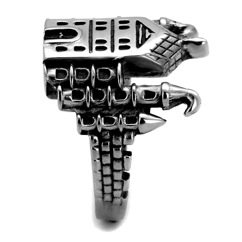 High polished (no plating) Stainless Steel Ring with Epoxy  in Jet