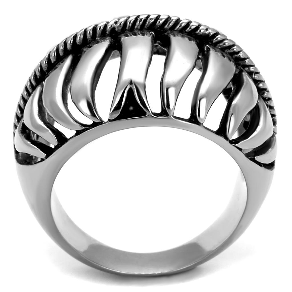 High polished (no plating) Stainless Steel Ring with Epoxy  in Jet