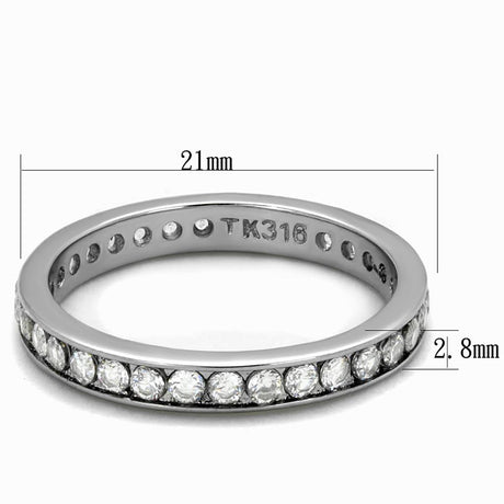 High polished (no plating) Stainless Steel Ring with AAA Grade CZ  in Clear