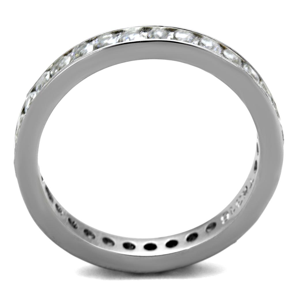 High polished (no plating) Stainless Steel Ring with AAA Grade CZ  in Clear