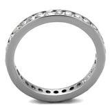 High polished (no plating) Stainless Steel Ring with AAA Grade CZ  in Clear