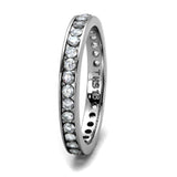 High polished (no plating) Stainless Steel Ring with AAA Grade CZ  in Clear