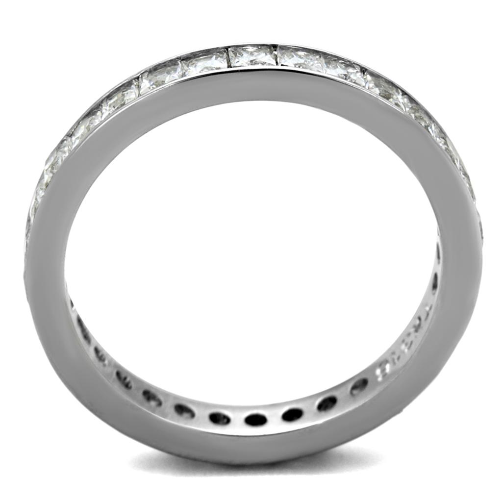 High polished (no plating) Stainless Steel Ring with AAA Grade CZ  in Clear