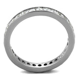 High polished (no plating) Stainless Steel Ring with AAA Grade CZ  in Clear