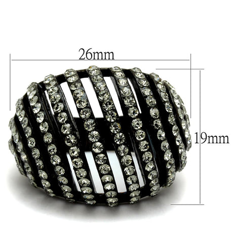 IP Black(Ion Plating) Stainless Steel Ring with Top Grade Crystal  in Black Diamond