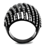 IP Black(Ion Plating) Stainless Steel Ring with Top Grade Crystal  in Black Diamond