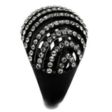 IP Black(Ion Plating) Stainless Steel Ring with Top Grade Crystal  in Black Diamond