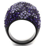 IP Black(Ion Plating) Stainless Steel Ring with Top Grade Crystal  in Tanzanite
