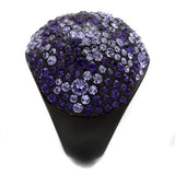 IP Black(Ion Plating) Stainless Steel Ring with Top Grade Crystal  in Tanzanite