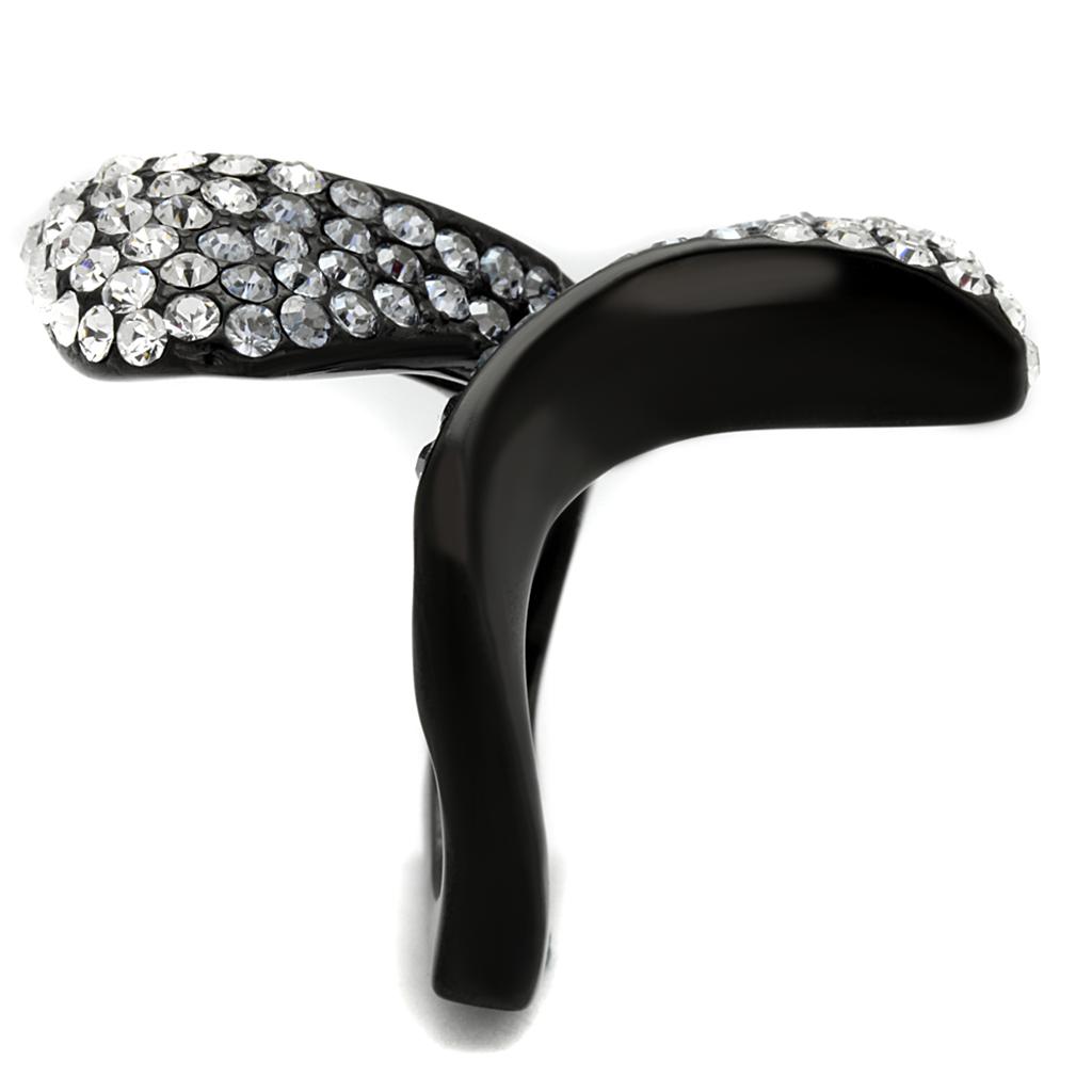 IP Black(Ion Plating) Stainless Steel Ring with Top Grade Crystal  in Montana