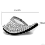 Two-Tone IP Black (Ion Plating) Stainless Steel Ring with Top Grade Crystal  in Jet