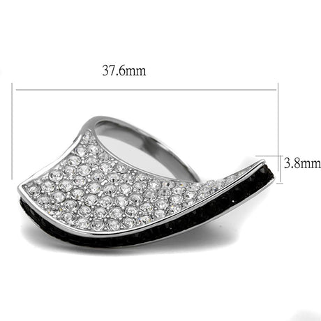 Two-Tone IP Black (Ion Plating) Stainless Steel Ring with Top Grade Crystal  in Jet