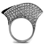 Two-Tone IP Black (Ion Plating) Stainless Steel Ring with Top Grade Crystal  in Jet