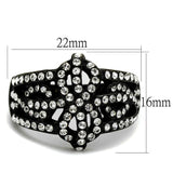 IP Black(Ion Plating) Stainless Steel Ring with Top Grade Crystal  in Clear