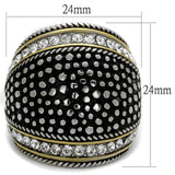 Two-Tone IP Gold (Ion Plating) Stainless Steel Ring with Top Grade Crystal  in Clear