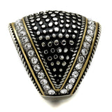 Two-Tone IP Gold (Ion Plating) Stainless Steel Ring with Top Grade Crystal  in Clear