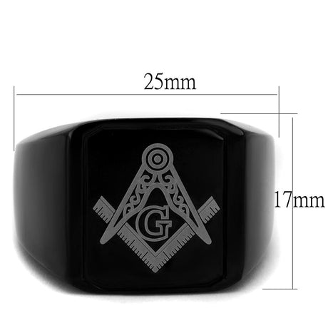 IP Black(Ion Plating) Stainless Steel Ring with No Stone