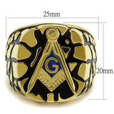 IP Gold(Ion Plating) Stainless Steel Ring with Epoxy  in Capri Blue